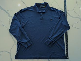 Polo Ralph Lauren Long Sleeve Polo Shirt Navy Big & Tall XLT XL Tall Pony Logo