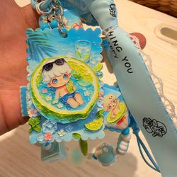 DIMOO BEACH BLUE KEYCHAIN