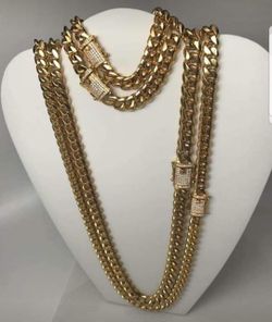 Miami Cuban set 12MM Gold Plated 14K Does not loses color