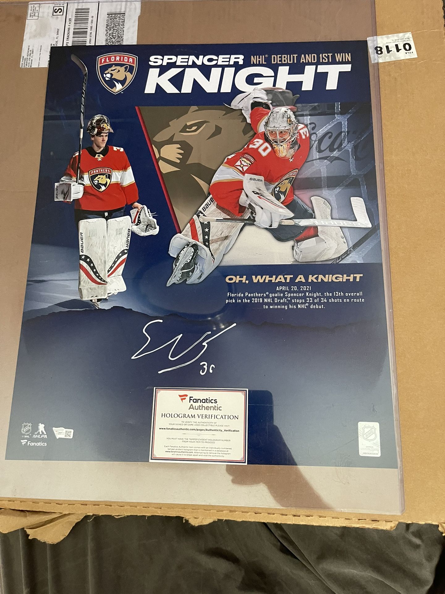 Spencer Knight Florida Panthers Fanatics Authentic Autographed