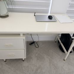 Modern Cream & Gold Solid Wood Desk
