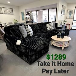 MIDNIGHT-MADNESS ONYX 3 PIECE DOUBLE CHAISE SECTIONAL
