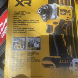 Dewalt 1/4 3 Speed XR 20v High Torque Impact Driver BRAND NEW TOOL ONLY 