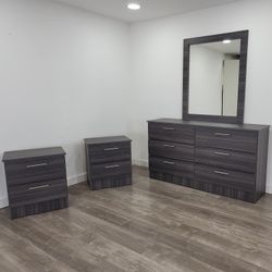 Dresser With Mirror And Nightstands  
