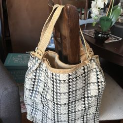 Tan And Black Large Textured Bag
