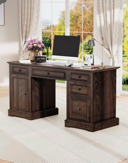 Save Big! Farmhouse Desk with Drawers & File Cabinet