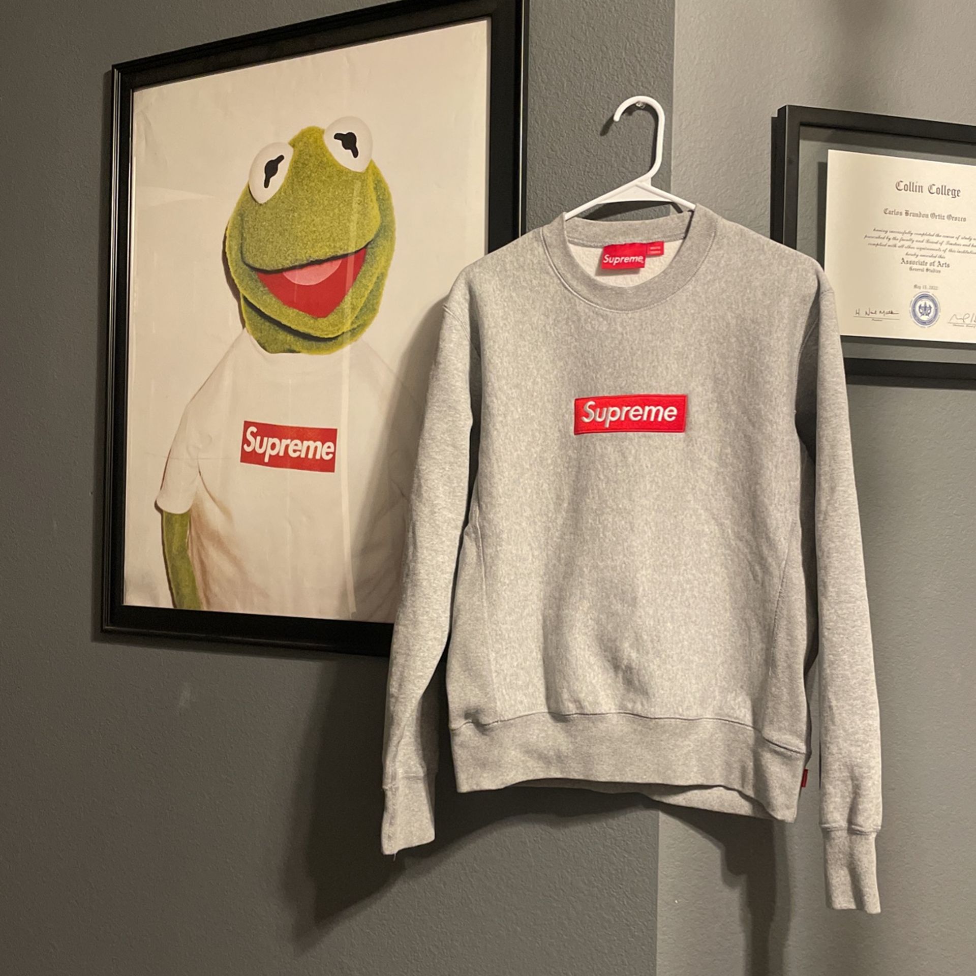 Supreme Grey Box Logo Crewneck Sweater