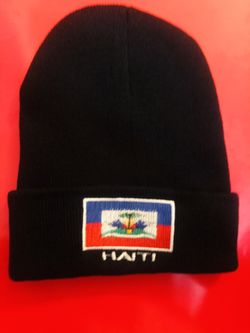 Haitian Flag Beanie Hat In Black