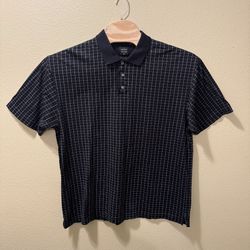 Men’s XL Cotton Traders Sport Black 100% Mercerized Cotton Check Polo Shirt