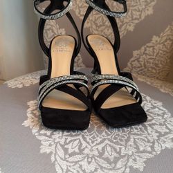 Vince Camuto Brevern Black and Rhinestone strappy heels … size 8 