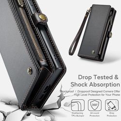 iPhone 12 Mini Case Wallet,Retro PU Leather Strap Wristlet Flip Case with Magnet