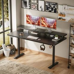 New Electric Standing Desk with Monitor Stand - 55 x 24 Inch Height Adjustable Home Office Computer Desk,Black  New in box HAD24-0549-1400 Height-Adju