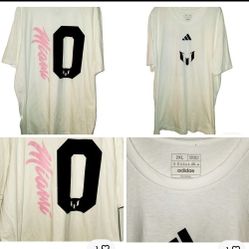 Adidas Messi Shirt Size XXL Miami Tee Perfect White Short Sleeve 2XL Mens 