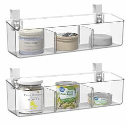 Vacane Over Cabinet Door Organizer Baskets - 2 Pack Clear XL