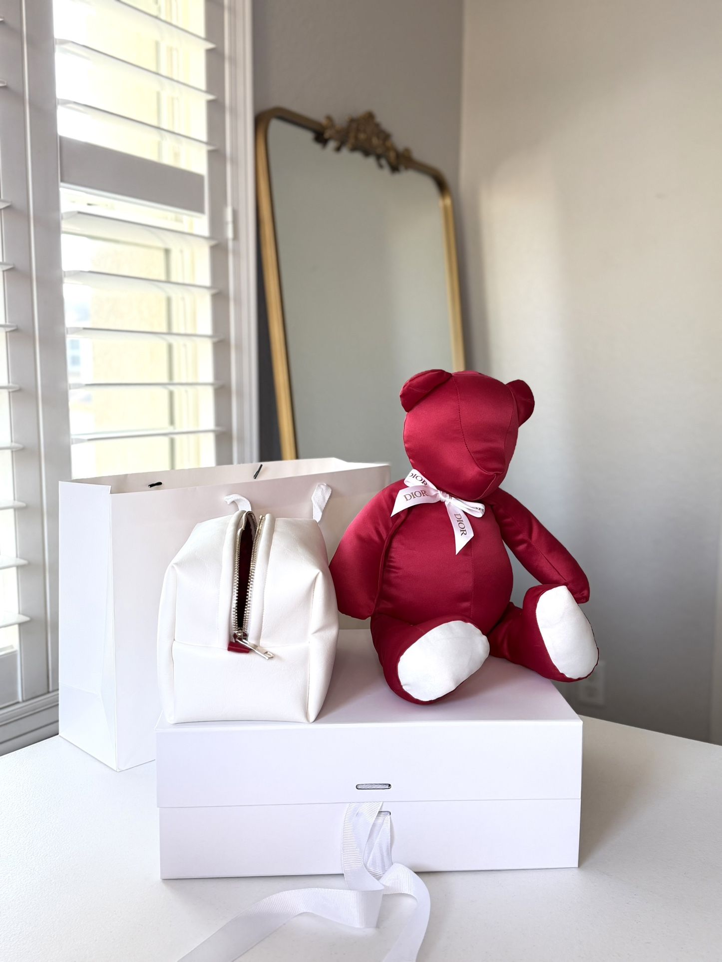 Handcrafted Gift Set: Teddy Bear and Handmade Cosmetic Bag