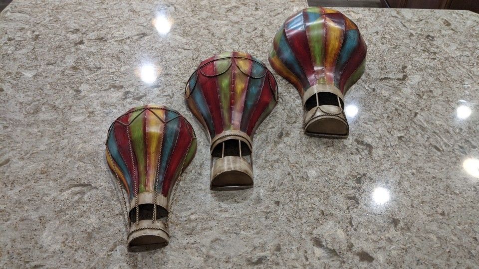 Set of 3 Decorator Metal Hot Air Balloons