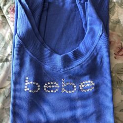 Bebe Logo Short Sleeve Double v-neck tee, Size M