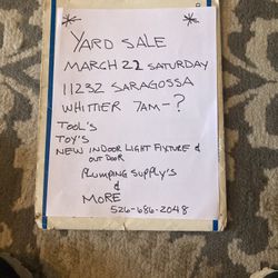 Saturday March 22 YARD SALE 