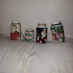 Decoupage Christmas Jars