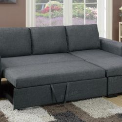 Brand New Grey Sectional Sofa Storage Sleeper