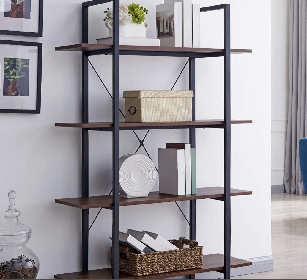 4 Tier Modern Industrial Shelf Bookcase Storage