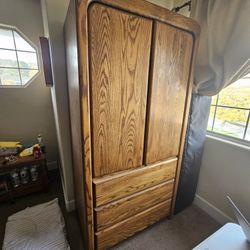 Oak Armoire Cabinet Great For Kids Room