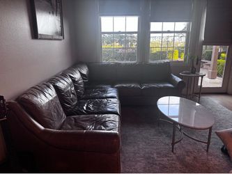 Brown Leather Sectional Sofa – Good Condition – $399 OBO