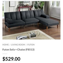 Black Futon Sofa With Chaise 