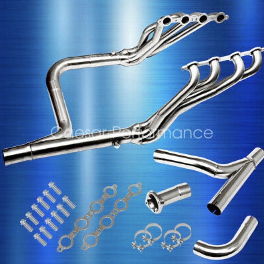 SS Long Tube Exhaust Header Manifold + Y Pipe for 99-06 Chevy/GMC