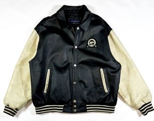 🧥 Vintage ‘99 Phat Farm 2XL Genuine Leather Varsity Bomber Jacket