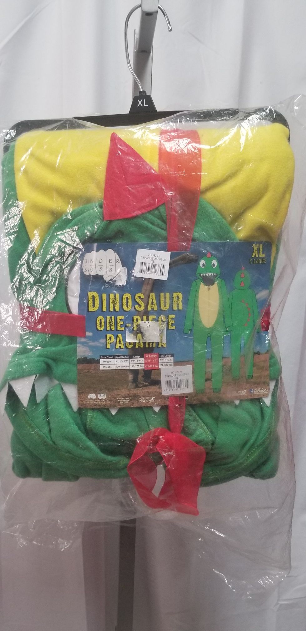 Adult xl underboss dinosaur one piece pjs