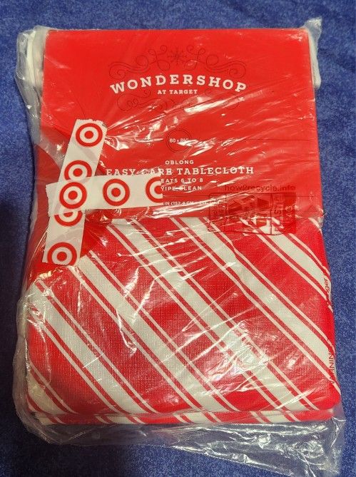 NEW Red & White Striped PEVA VINYL Tablecloth 60' x 84" Rectangle Oblong