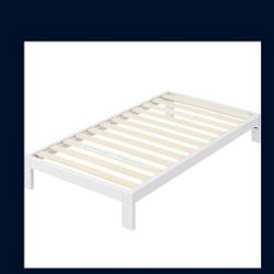 Metal Platform Bed Frame, White, Twin  ( In Box)