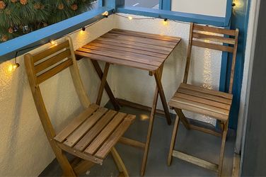 IKEA Askholmen Wood Folding Patio Bistro Set (Table + 2 Chairs)