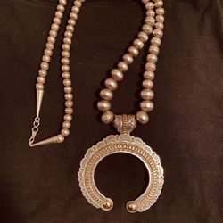 Sterling And 14k Gold Navajo Necklace By James Pioche 