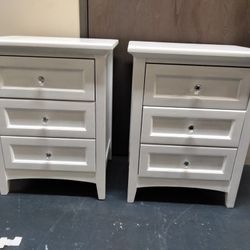 Matching Pair Of Solid Pine Wood Nightstands Or Side Tables