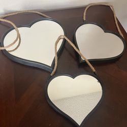 Home rope hanging heart mirror set