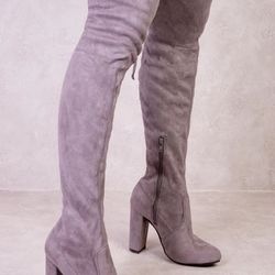 light Grey Lavender thigh high Boots 