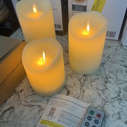FLICKERING FLAMELESS CANDLES PACK OF 3 Pillares