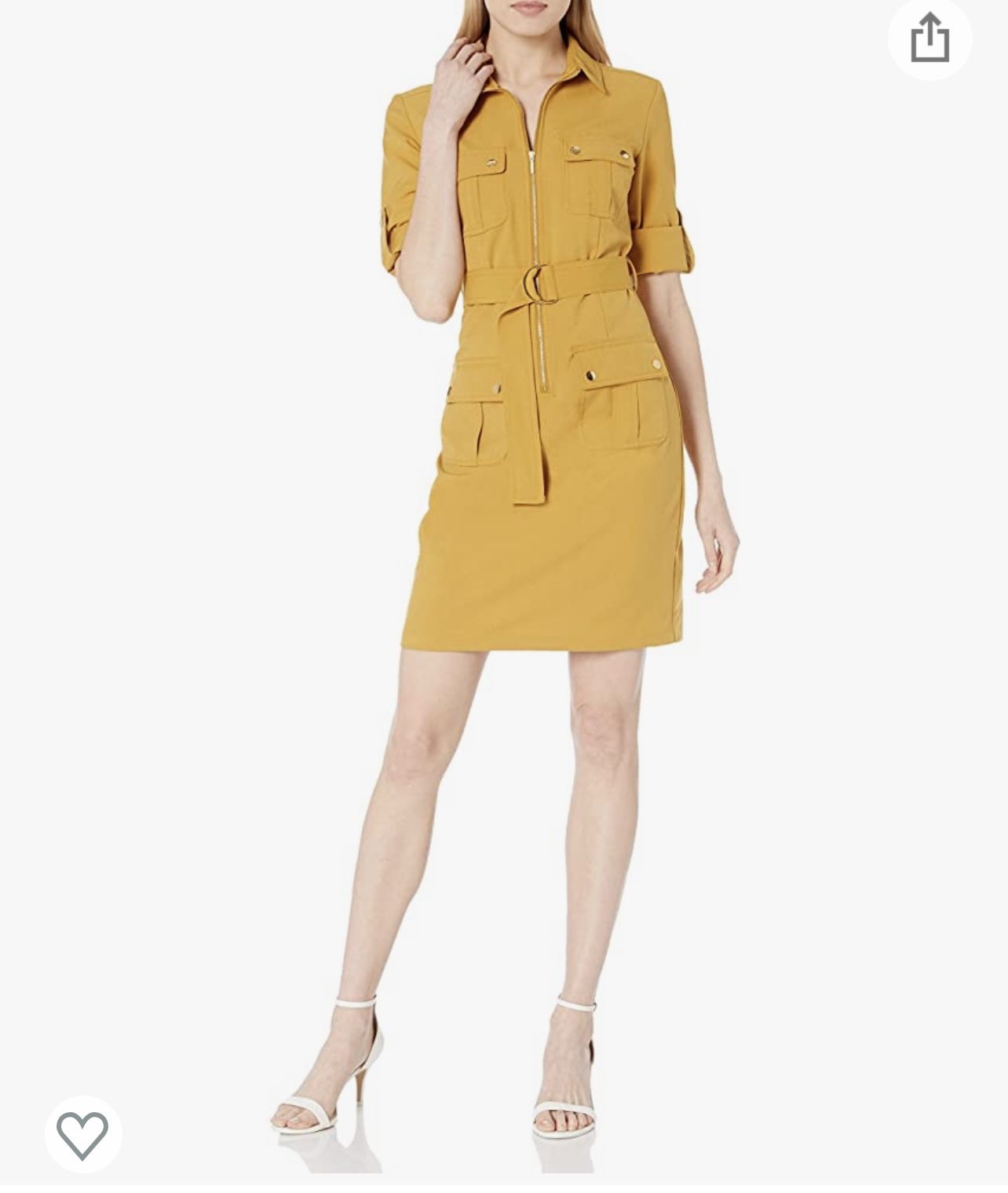Sharangano 3/4 sleeve double-breasted shirt dress
