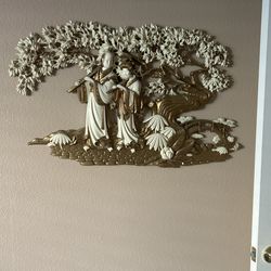 1970s Burwood Asian Couple Playing Flutes in the Garden Wall Hanging