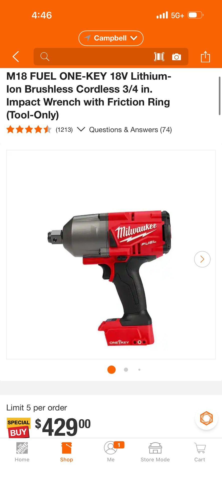 M18 FUEL ONE-KEY 18V Lithium-Ion Brushless Cordless 3/4 in. Impact Wrench with Friction Ring (Tool-Only)