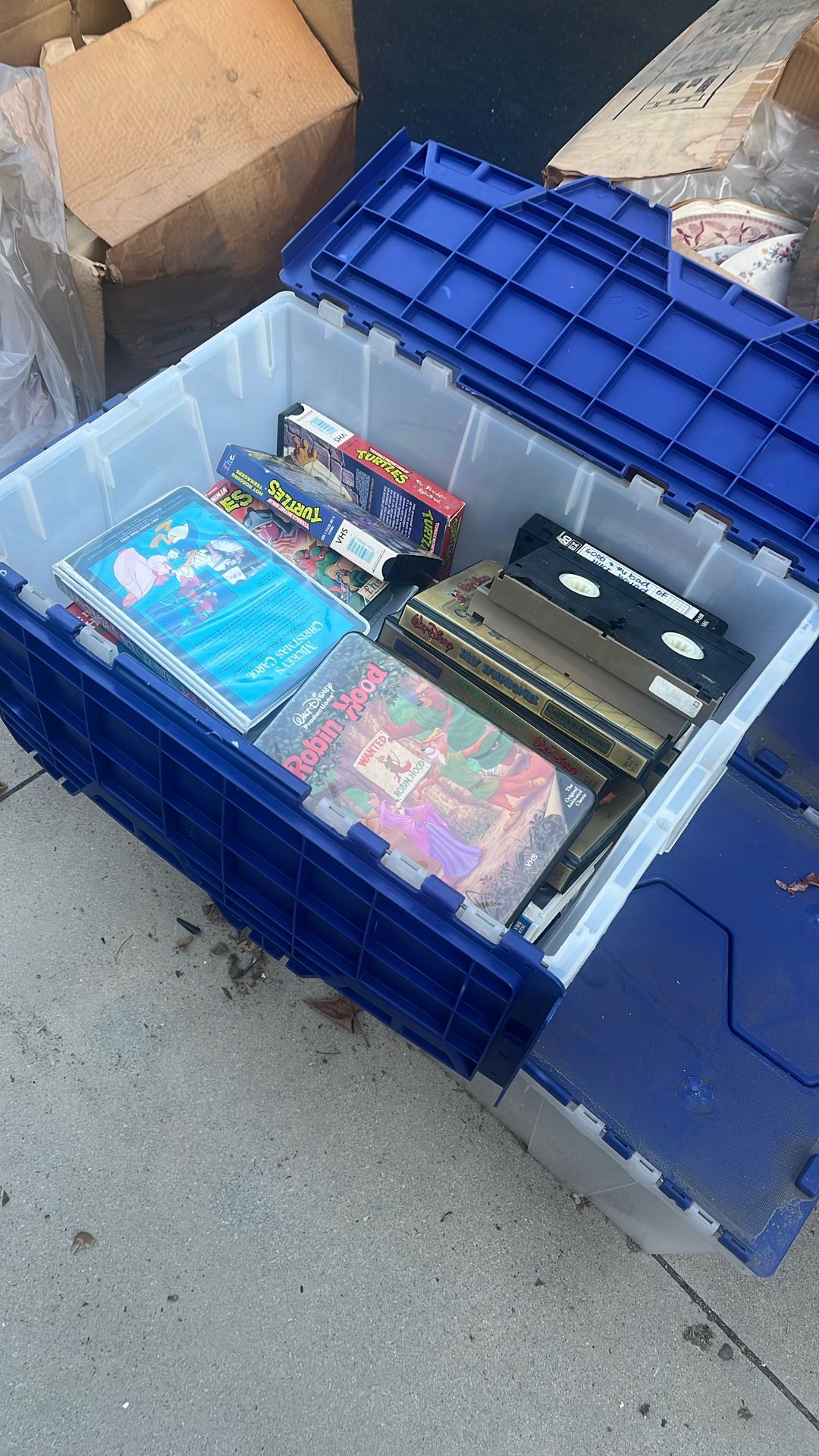 Box Of Vintage VHS Tapes