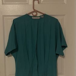 Teal Pleated Top Size 12