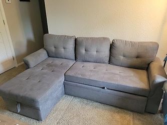 Gray 85" Sleeper Sectional Sofa with Reversible Storage Chaise
