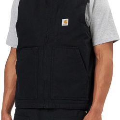 Men's Loose Fit Washed Duck Sherpa-Lined Mock-Neck Vest  (2XL)