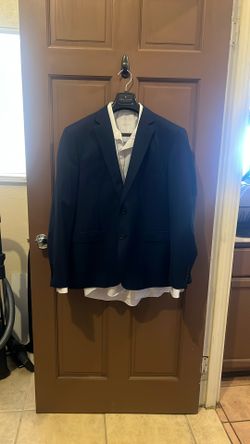 Equilibrio Milano Plaid Blazer Large W/ White Dress Shirt 