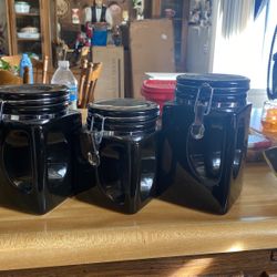 Three. Ceramic Tile Containers.