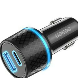 Car Charger,UOEOS 36W USB C Car Charger Adapter,Fast Charging PD and Quick Charge Compatible with iPhone 12 XR/Xs/Max/X,iPad Pro,MacBook,Car USB

