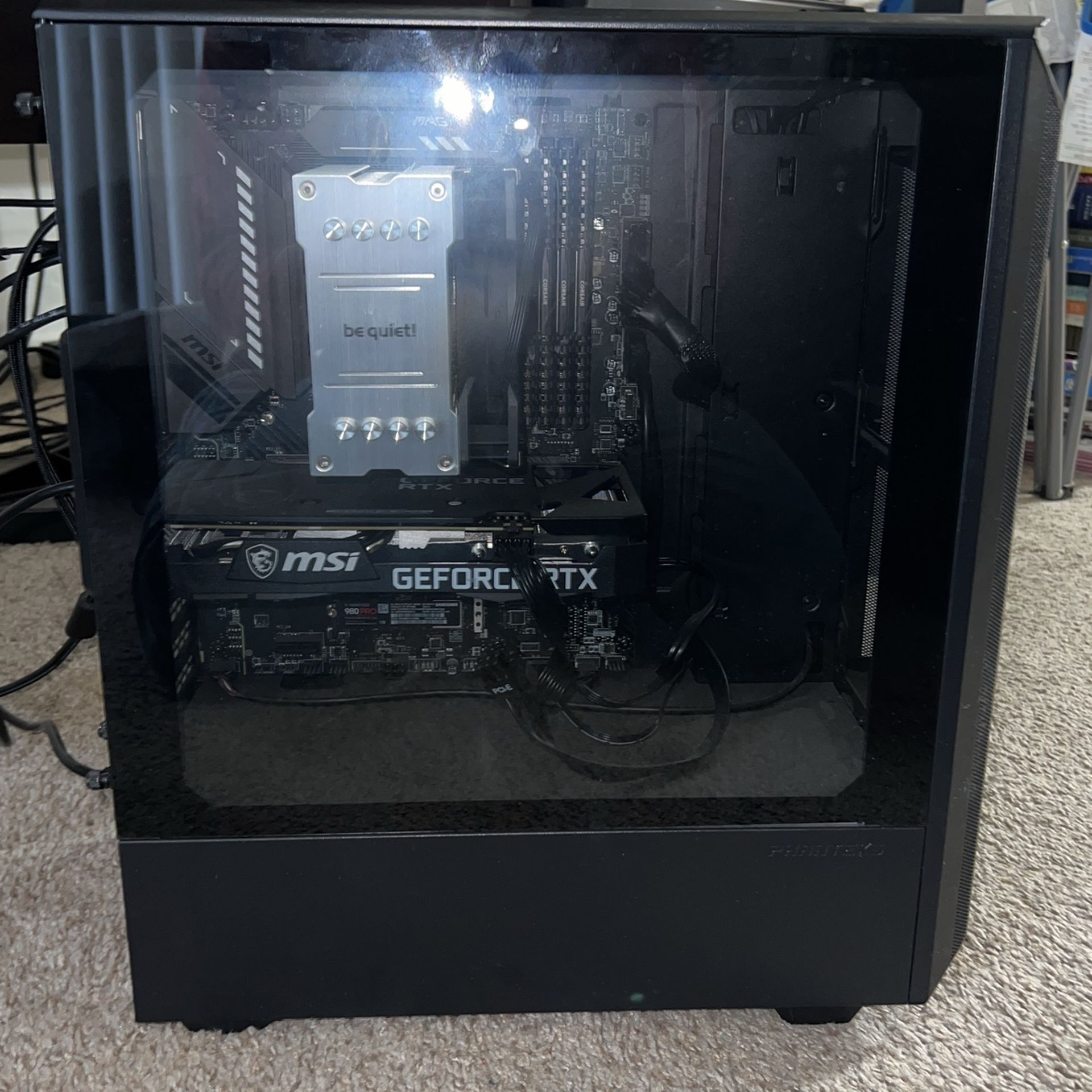 Custom PC with mouse, keyboard and monitor